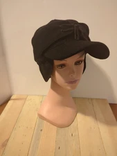 Wyoming Traders Mackenzie Fold Down Ear Flap Australian Wool Cap Size M black