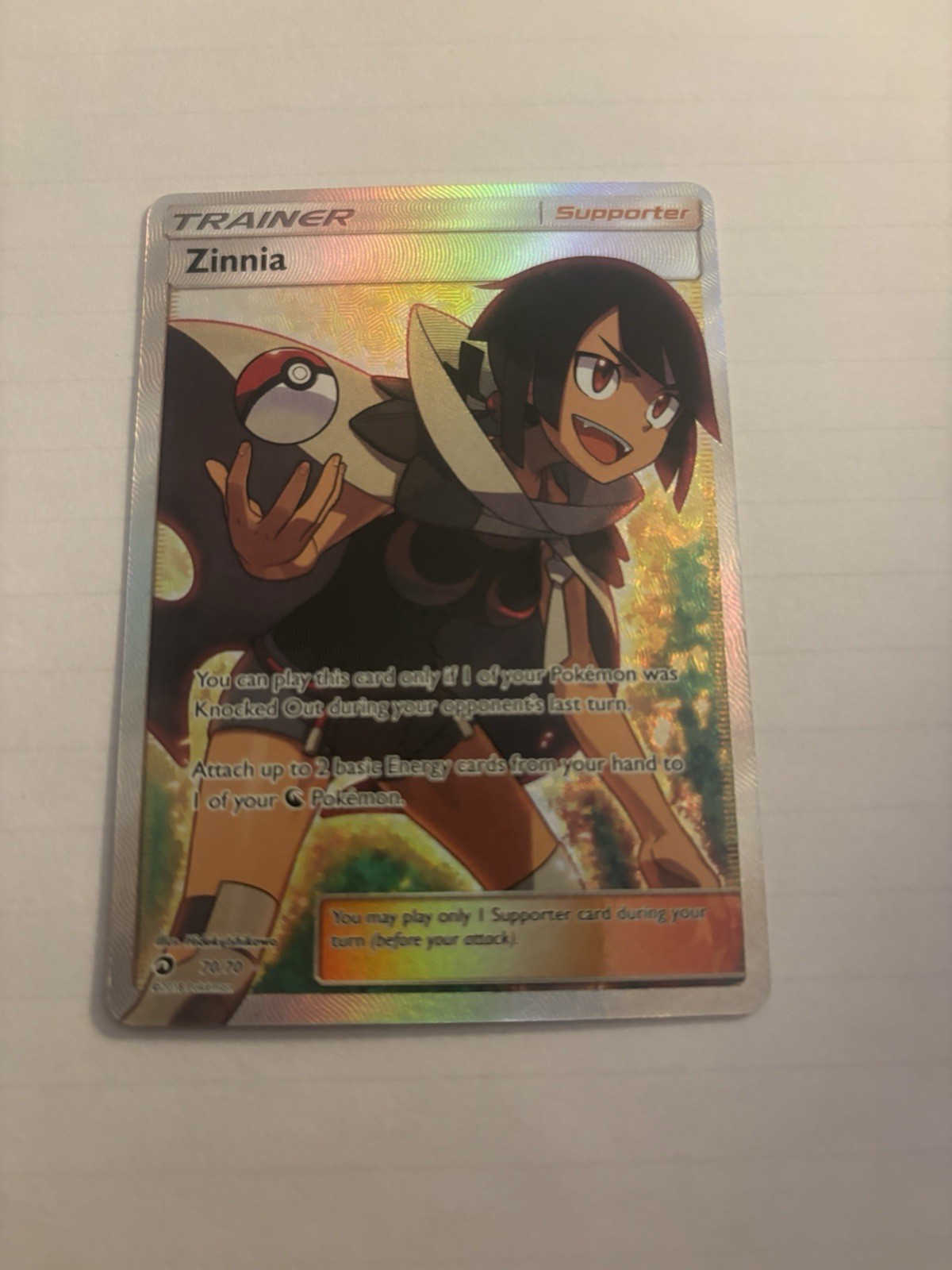 Pokemon TCG Zinnia Full Art Trainer Card 70/70 Dragon Majesty Holo Ultra Rare NM