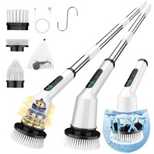 Electric Spin Scrubber for Bathroom, Shower 3 Brush Heads, White
