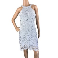 Lulus Love Poem Women Light Blue Lace Sleeveless Cocktail Sheath Dress M