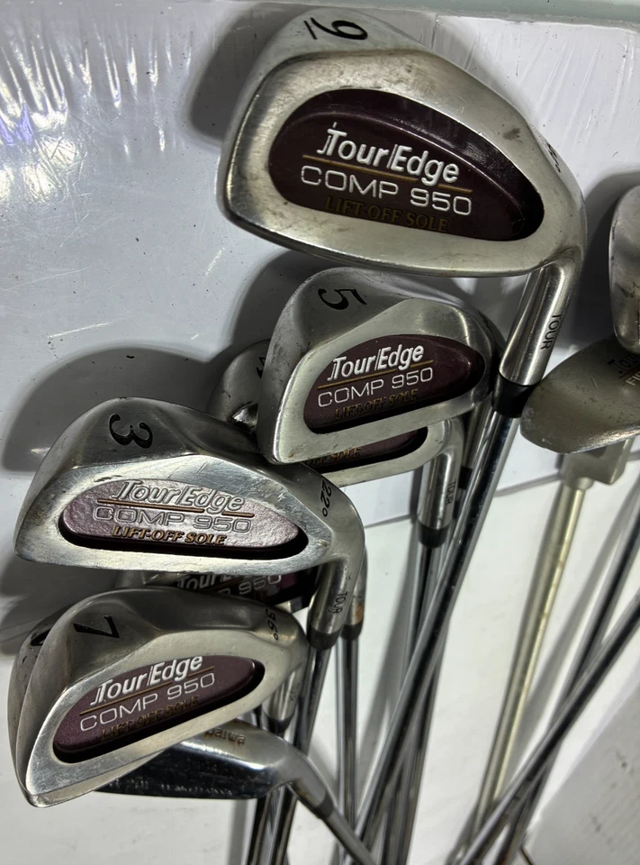 Tour Edge Comp 950 5 Hierro Diestro 37.5" Acero Rígido Nuevo Juego de 10 Empuñaduras Foto 4 de 4
