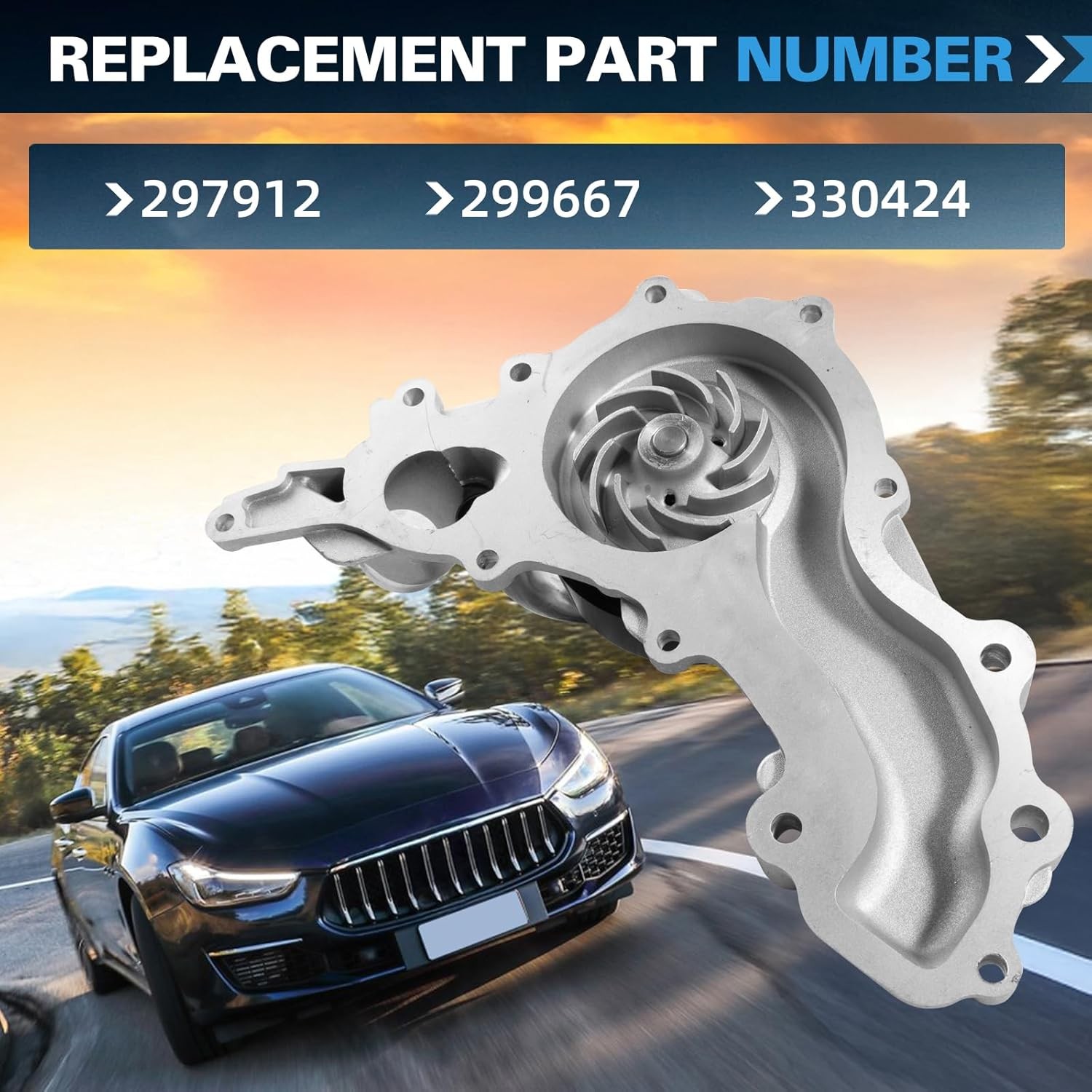 Water Pump & Gasket & Thermostat for Maserati Ghibli Levante Quattroporte 3.0L