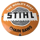 Vintage Stihl Chainsaw Sign - Store Display Lawncare Gas Service Porcelain Sign