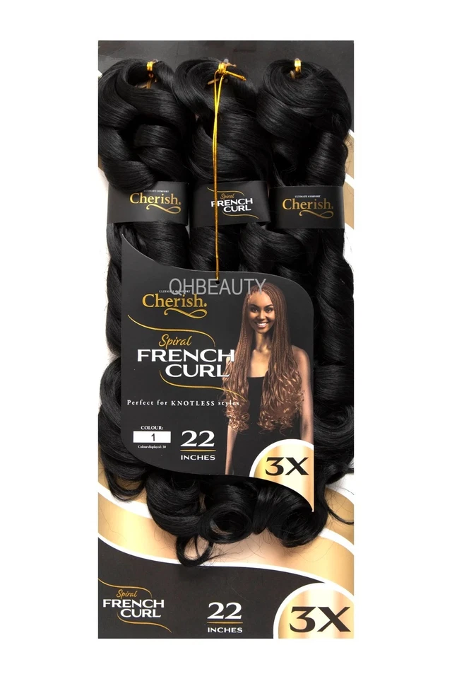 CHERISH SYNTHETIC CURLY BOUNCY HAIR EXTENSION BRAID - 3 x SPIRAL FRENCH CURL 22