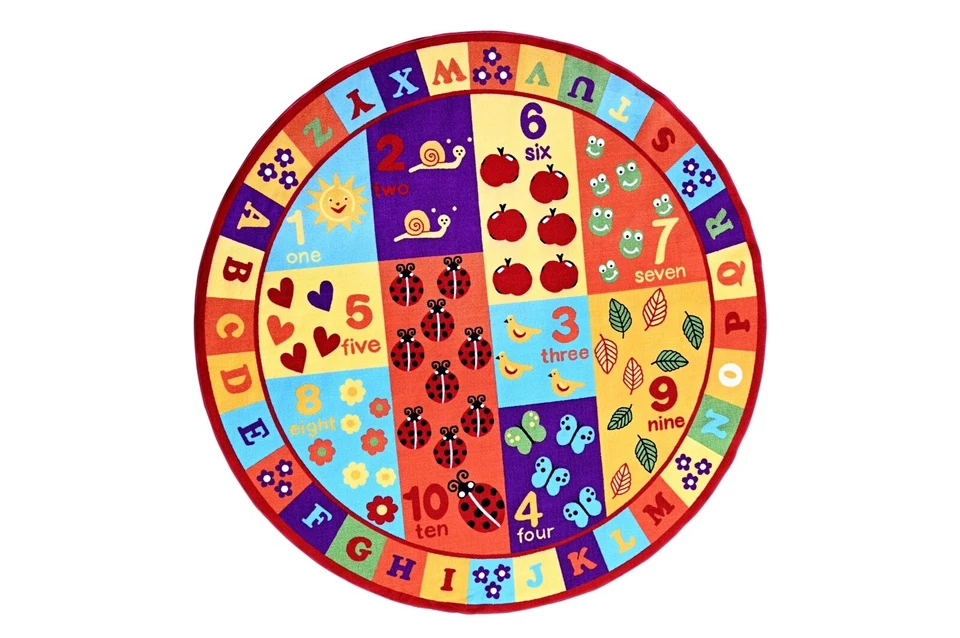 3'3" Round Kids Abc Educational Alphabet Letter Numbers Anti Skid Area Rug - 740 - Image 2 of 3