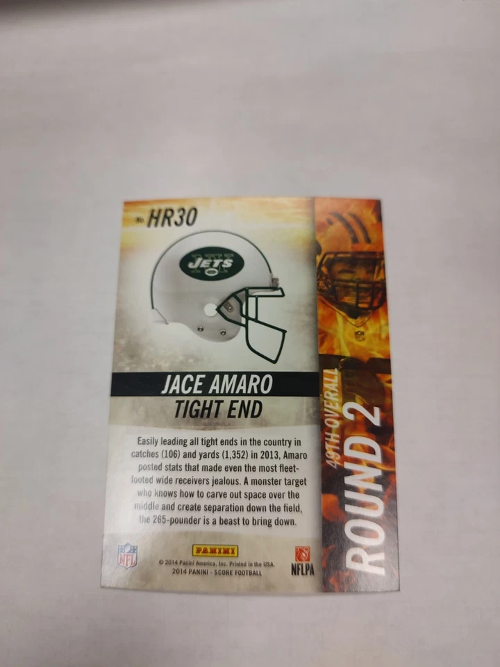 2014 Score Hot Rookies #HR30 Jace Amaro New York Jets (PWE) - Image 2 of 2