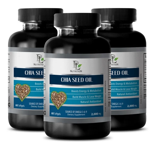 muscle gain food - CHIA SEED OIL 2000MG - weight loss - 3 Bottles 