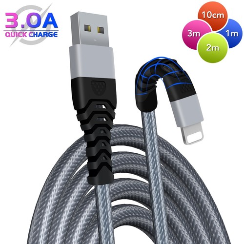 Heavy Duty Braided Long USB Fast Charger Cable Lead For iPhone 14 13 12 11 X 7 8 - Picture 12 of 22