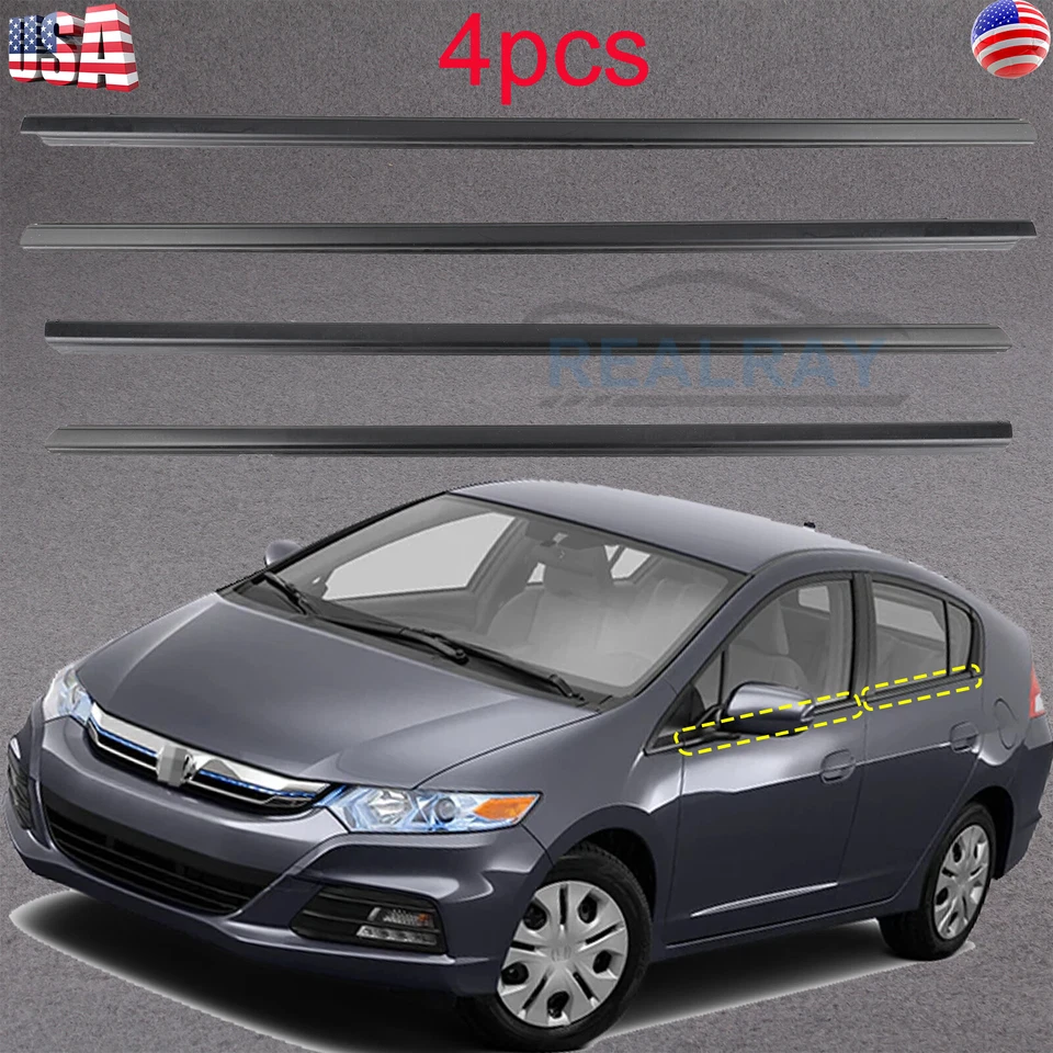 4x Window Sweep Belt Felt Molding 72950TM8013 For Honda Insight 2010-2014 Black - image 3 of 4