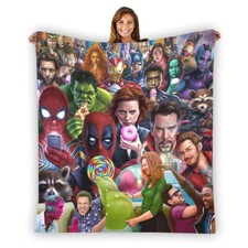 Funny Super Heroes Soft Warm Single-Side Printing Flannel Fleece Blanket