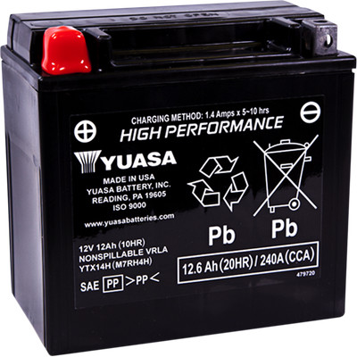 Yuasa Factory Activated Maintenance Free Battery YTX14H YUAM7RH4H