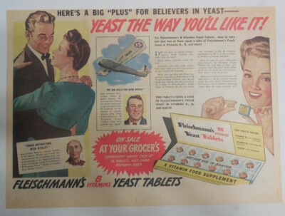 Fleischmann's Yeast Ad: Arthur Murray Dance Instructor ! 1940's Size: 11 x 15 in