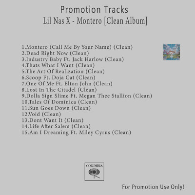 Rap/Hip-Hop, Country, Pop.. White CD. Lil Nas X - Montero [Clean Album]