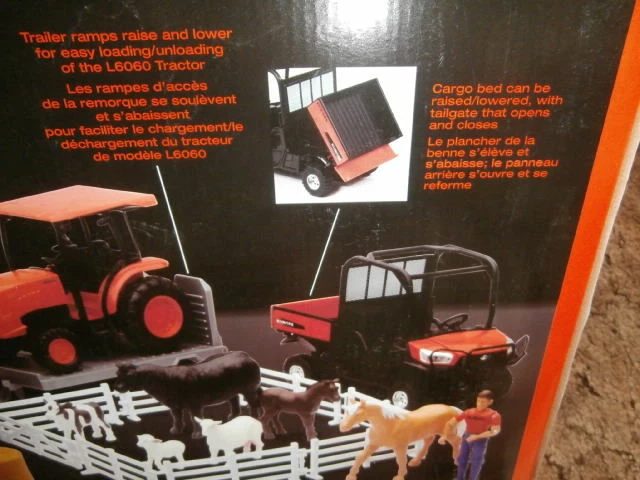 NewRay Kubota Tractor RTV Pickup Truck Trailer Horses Cows Hay Farm Playset - Image 4 of 4