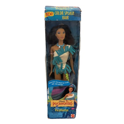 Disney Pocahontas Color Splash Hair 12'' Doll by Mattel 1995 Vintage Open Box