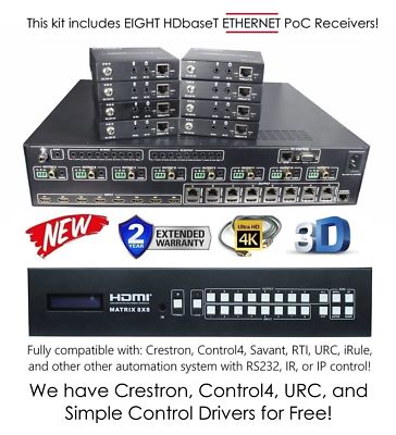 Neu 8x16 Hdbaset 4K HDR Matrix Schalter 8x8 16x16 Ethernet 101m 100 Meter
