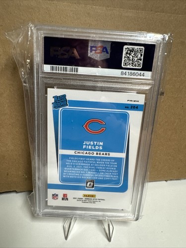 2021 Donruss Optic #204 Justin Fields Rated Rookie Green Velocity - PSA 9 Mint - Picture 3 of 3