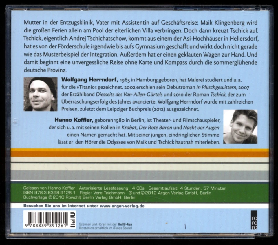 Wolfgang HERRNDORF★TSCHICK★Hörbuch★4-CDs = 5 Stunden★Hanno KOFLER liest★NEUWTG.★ - Bild 2 von 4