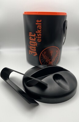 Jägermeister Eiskühler Eiswürfel Behälter + Zange Schwarz Kult Werbung