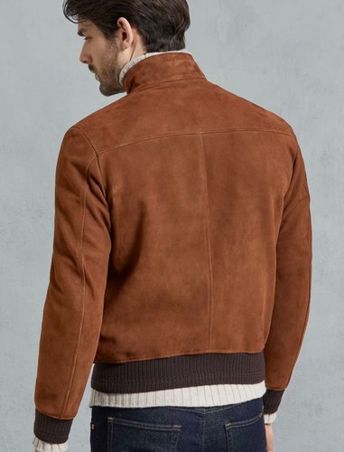 BELSTAFF Hughes Cognac Chestnut Leather Suede Aviator Bomber Blouson Jacket - Picture 5 of 23