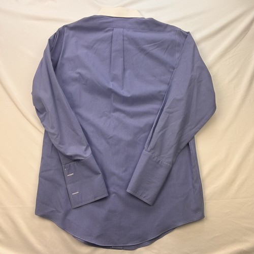 Camisa Brooks Brothers Hombre Azul Blanco Cuadros de Pastor Cuello Blanco Puño Francés 16 - Imagen 4 de 5