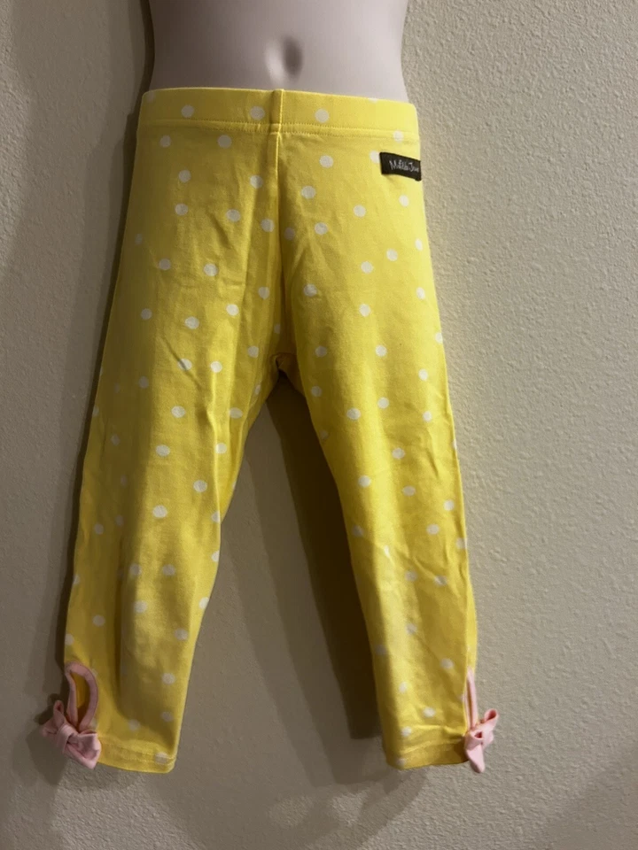 Matilda Jane Yellow Submarine Polka Dot w/ Pink Bows Cropped Leggings Sz 6 - Image 4 of 4