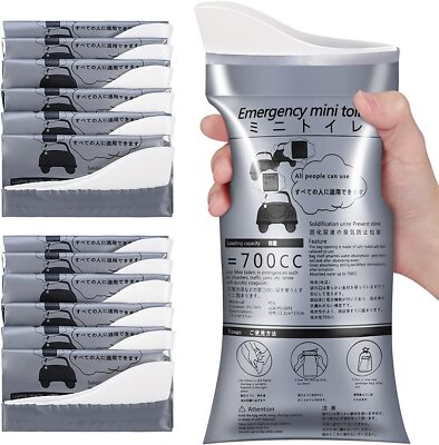 Pack of 10 Disposable Urinal Bags Camping Pee Bags Unisex Urine Bag Vomit Bag