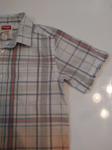 Wrangler Boys Gray Orange Plaid Pocket Button-up Collared Casual Shirt Size... - Picture 2 of 12