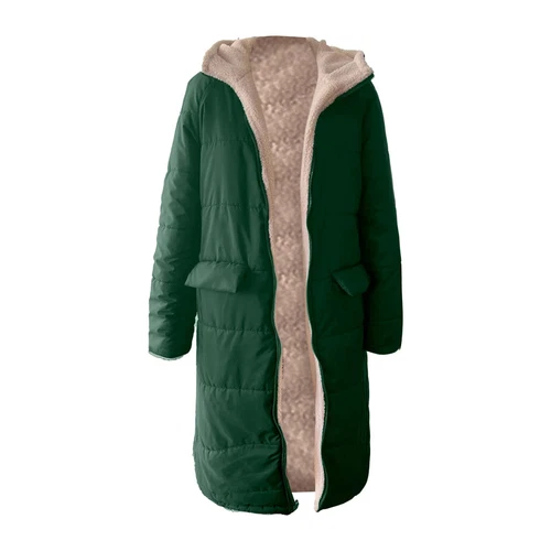 Women Winter Long Parka Quilted Knee Coat Hooded Ladies Warm Padded Jacket - Bild 15 von 45