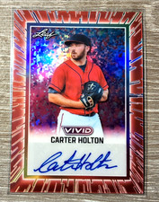 Carter Holton Auto 1/2 2025 Leaf Vivid Baseball Atlanta Braves