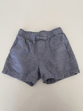 Janie And Jack Boys Linen Blend Shorts, Blue, Sz 5