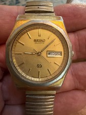 Vintage Seiko Gold Dial Watch Day-Date Hybrid