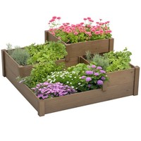 Hochbeet GemüSebeet Blumenkasten Mit 3 Stufen FüR Terrasse Und Balkon Braun