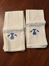 2X DII Embroidered DOG/BONES Kitchen Towels Cotton 18x28