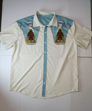 Retro Button Up Sasquatch UFO Shirt 2XL
