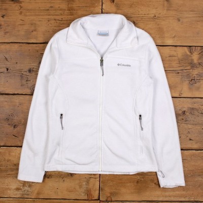 Vintage Columbia Fleecejacke M Damen 00s weiß Full Zip Hoodie Logo Outdoor
