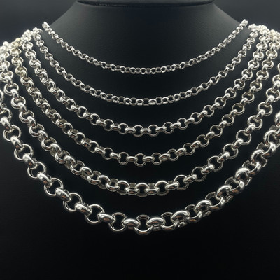 925 Sterling Silver Rolo Link Chunky Chain Necklace - Handmade Gift for Birthday
