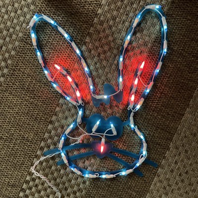 Vintage IMPACT PLASTICS 2000 Lighted EASTER BUNNY Window / Wall DECOR 18  x 13''