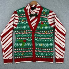 Blizzard Bay Sweater Mens M Green Blizzard Bay Ugly Christmas Sweater Bow Tie