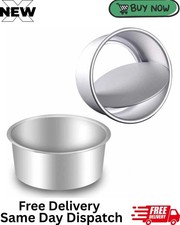 2 Pack 6 Inch Cake Tin Non-Stick Deep Aluminum round Cake Deep Baking Tin with R