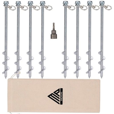 High-Quality 12'' Earth Anchors - Set of 8 Sturdy Stakes