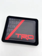 Toyota TRD Racing Bi-fold Mens Wallet Leather Black Red w/Metal Case