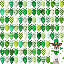 120 Pcs St Patricks Day Bandanas Bulk for Dogs Adjustable Irish Shamrocks Clover