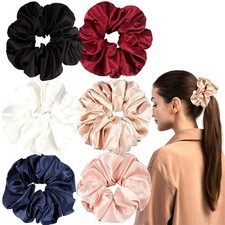 Large Silk Scrunchies for Women - 6PCS Satin Hair Ties Oversized, No Damage Hair