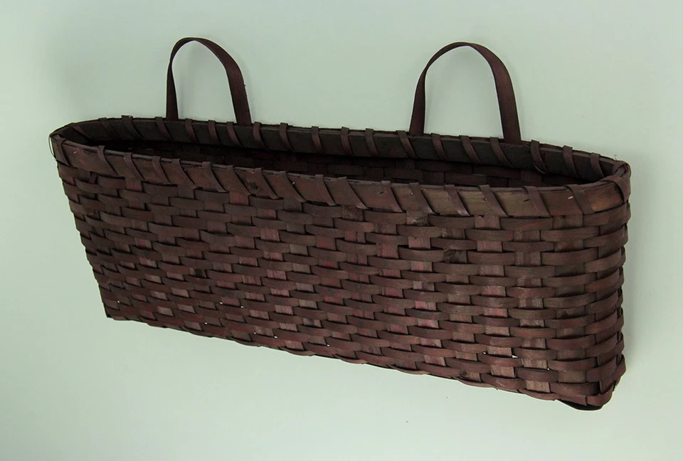 Scratch & Dent Dark Red Woven Wood Window Basket Set of 2 - Image 2 of 4