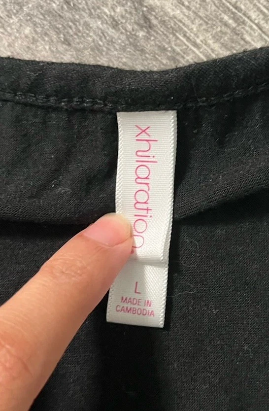 Xhilaration Black Stretch Babydoll Top Women’s Size XL Short Sleeve Scoop Neck - Image 2 of 4