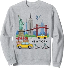 NYC Souvenir New York City USA Icons Yellow Taxi Unisex Crewneck Sweatshirt