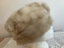 VTG 50s 60s Faux Fur Soft Pillbox Hat Womens One Size Cream Light Tan Homemade