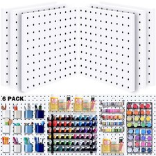 6 Pcs Peg board, Pegboard Wall Organizer Panels, White Pegboard Pegboards- 6Pcs