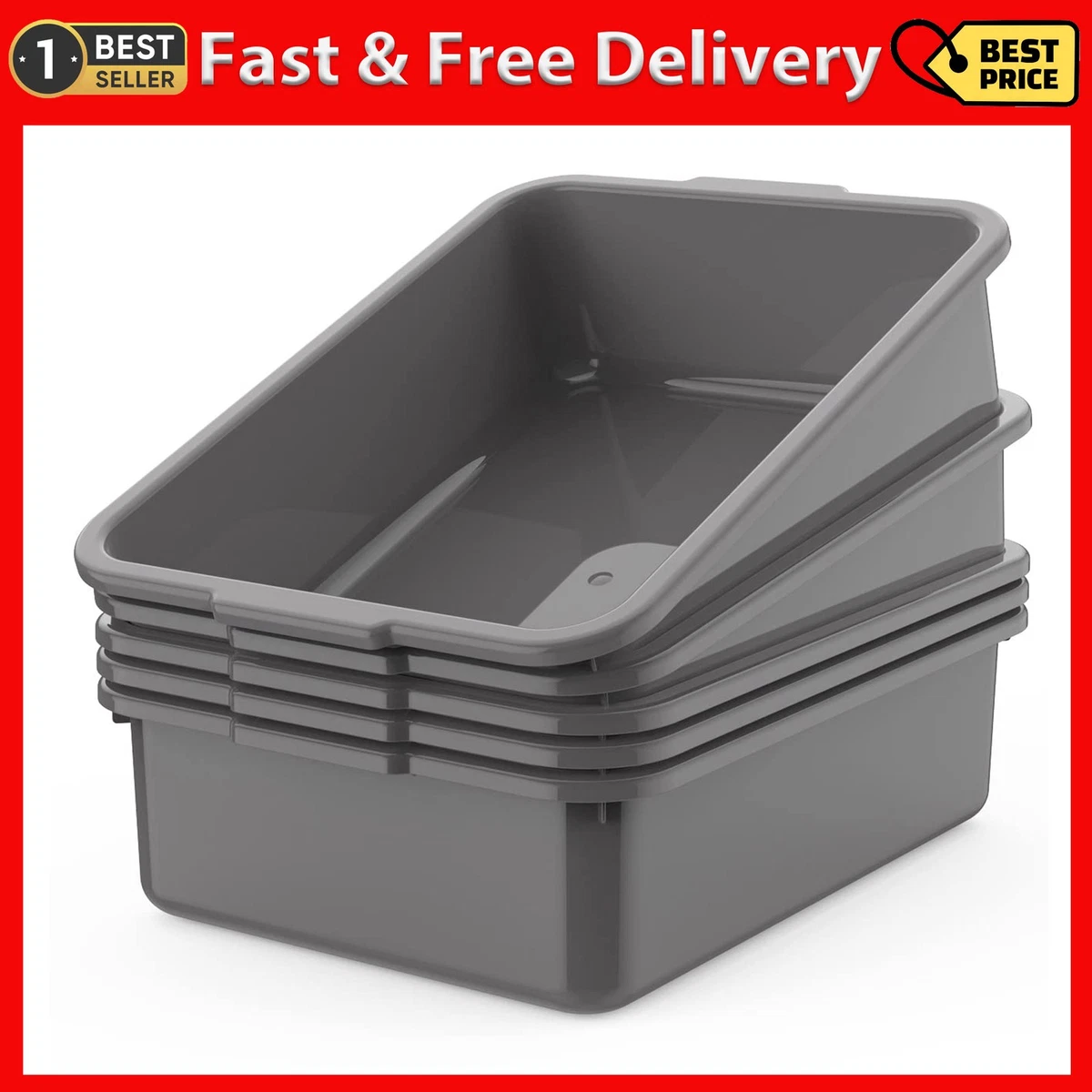 BAKAJI Set 4 Contenitori con Coperchio per Vestiti in Plastica con